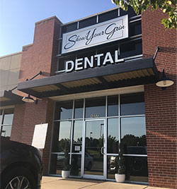 New exterior marquee sign for our dentist office that matches new logo